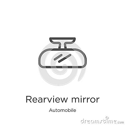 rearview mirror icon vector from automobile collection. Thin line rearview mirror outline icon vector illustration. Outline, thin Vector Illustration