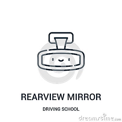 rearview mirror icon vector from driving school collection. Thin line rearview mirror outline icon vector illustration Vector Illustration