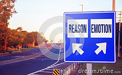 Reason or Emotion choices, decision, option. Stock Photo