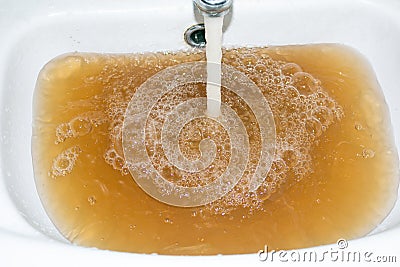 Low quality of tap water. The reason why it makes sense to install tap water filter Stock Photo