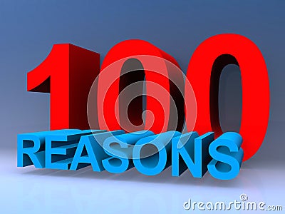 100 reasons on blue Stock Photo