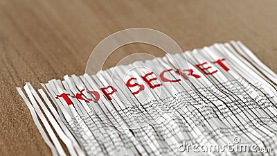 Reassembled shredded top secret paper Stock Photo