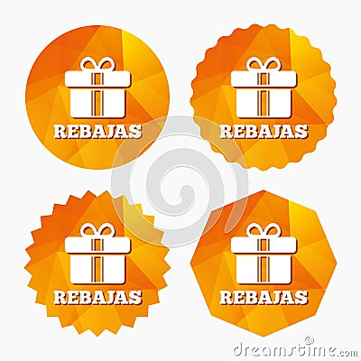 Rebajas - Discounts in Spain sign icon. Gift. Vector Illustration