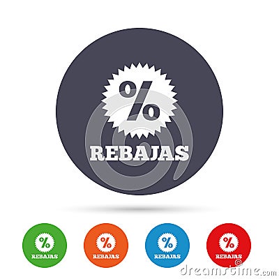 Rebajas - Discounts in Spain sign icon. Star. Vector Illustration