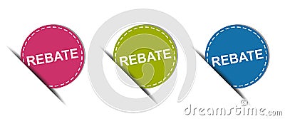 Rebate Web Button - Colorful Vector Icons - Isolated On White Stock Photo