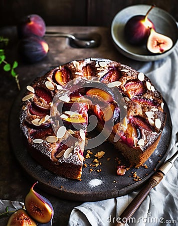 Rebel recipes plum fig and almond cake Stock Photo