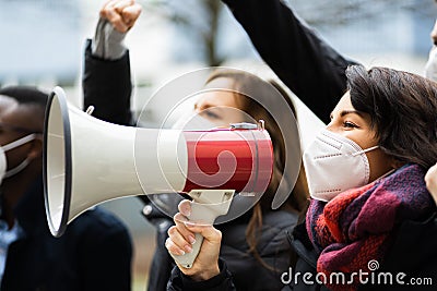 Rebellion People Shouting At Protest Stock Photo