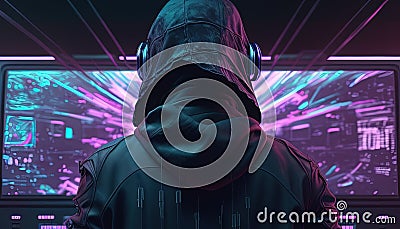 rebellious cassette futurism hacker digital art illustration, Generative AI Cartoon Illustration