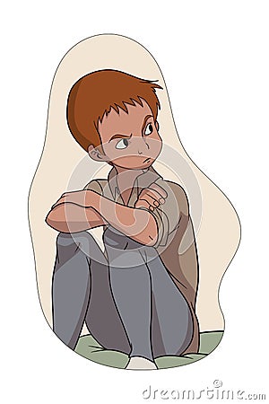 Rebellious Teen: Comic-Style Portrait of Disobedient Boy in Rage making facial expressions Vector Illustration