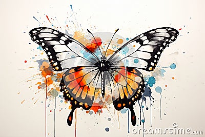 Rebirth of a Butterfly: A Colorful Graffiti Transformation Stock Photo
