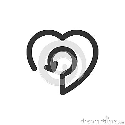 Reboot heart icon. Concept recycle love. Vector logo Vector Illustration