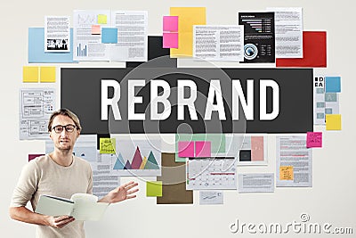 Rebrand Change Corporate Identity Marketing Concept Stock Photo