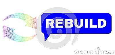 Spectral Network Gradient Exchange Arrows Icon and Rebuild Chat Cloud with Shadow Vector Illustration