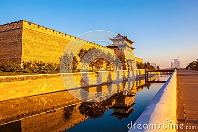 The rebuilding city wall and gate tower of Datong. Stock Photo