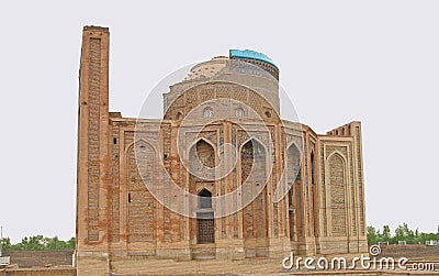 Rebuilt Turabek-Khanym mausoleum in ancient city Kunya-Urgench Stock Photo