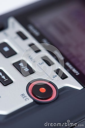 Rec button on audio recorder Stock Photo