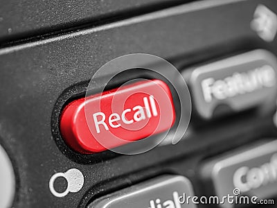 Recall button of office telephone Stock Photo