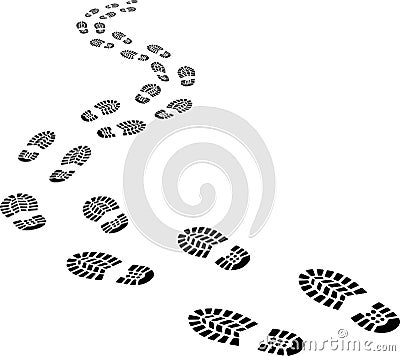 Receding footprints Cartoon Illustration