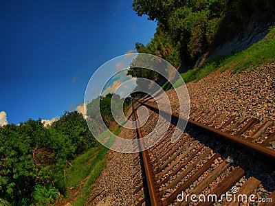 Receding railway tracks Stock Photo