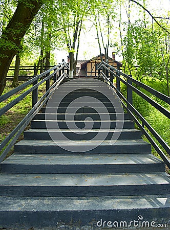 Receding steps in countryside Stock Photo