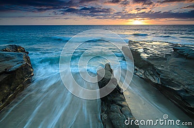 Receding Tide in La Jolla-horizontal Stock Photo