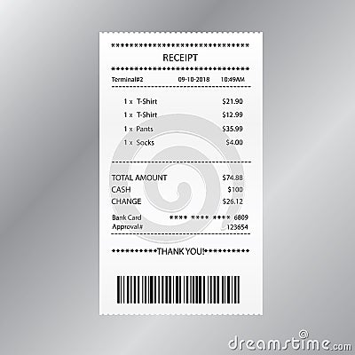 Receipt bill paper invoice,receipt template Vector Illustration