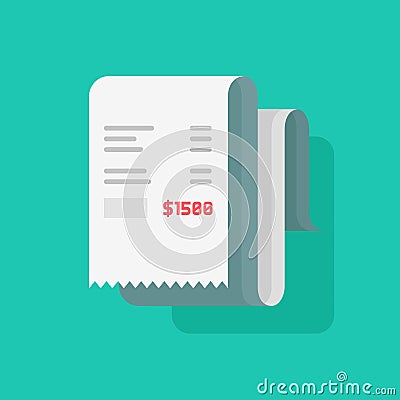 Receipt bill vector illustration, paper invoice, check icon Vector Illustration