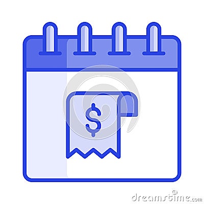 Receipt on calendar denoting concept icon of bill paying, ready to use vector Vector Illustration
