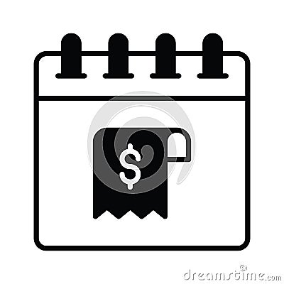 Receipt on calendar denoting concept icon of bill paying, ready to use vector Vector Illustration