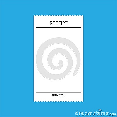 Receipt paper template on blue background Vector Illustration