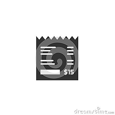 Receipt vector icon, invoice illustration, paper bill cheque black Vector Illustration