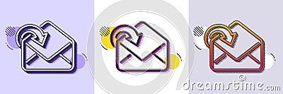 Receive Mail download line icon. Incoming Messages correspondence sign. Halftone dotted pattern. Vector Vector Illustration