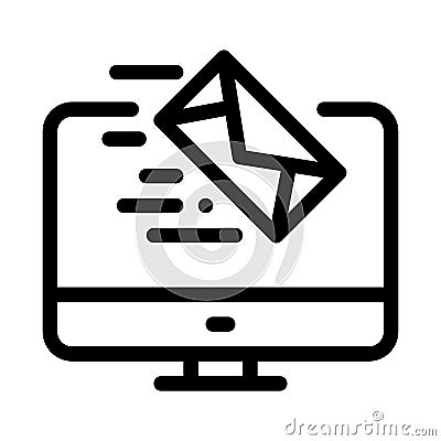 Received letter to computer icon vector outline illustration Vector Illustration