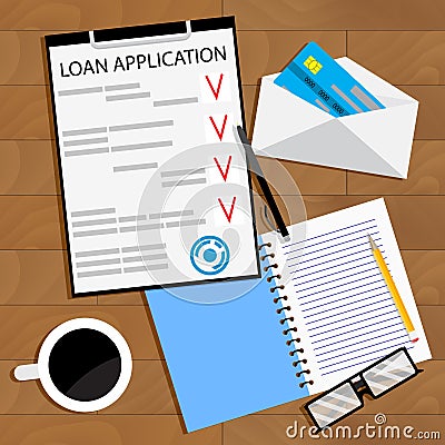 Receiving bank loan concept top view Vector Illustration
