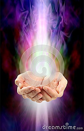 Receiving divine healing energy Stock Photo