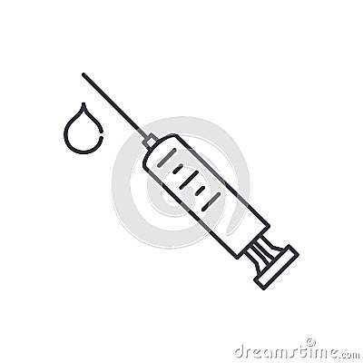 Receiving injections line icon concept. Receiving injections vector linear illustration, symbol, sign Vector Illustration