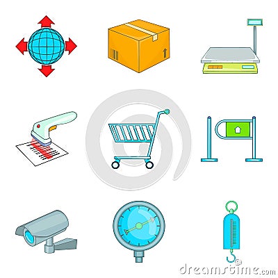 Receiving tank icons set, cartoon style Stock Photo