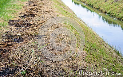 Recently cleaned ditch from close Stock Photo