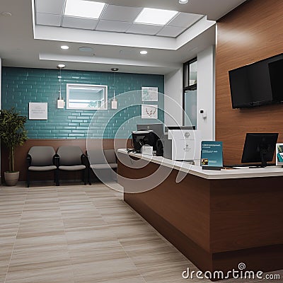 Reception area with a desk, computer Stock Photo