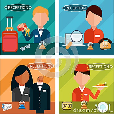 Reception Characters Vector Illustration