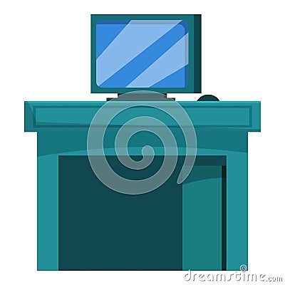 Reception desk with computer showing empty check in area Vector Illustration