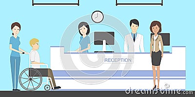 Reception in hospital. Vector Illustration