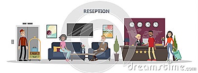 Reception at hotel. Vector Illustration