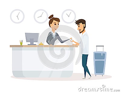 Receptionist and guest Vector Illustration