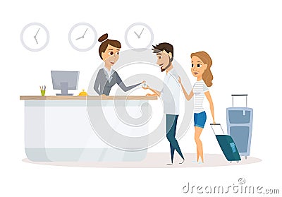 Receptionist and guest. Vector Illustration