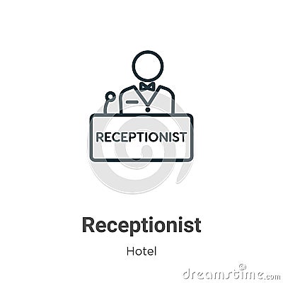 Receptionist outline vector icon. Thin line black receptionist icon, flat vector simple element illustration from editable hotel Vector Illustration