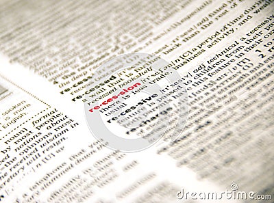 Recession in dictionary Stock Photo