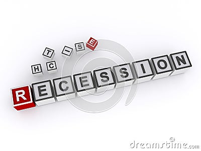 recession word block on white Stock Photo