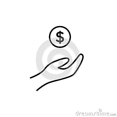 Receve donation for Islam alms symbol. Simple monoline icon style for muslim ramadan and eid al fitr celebration Stock Photo