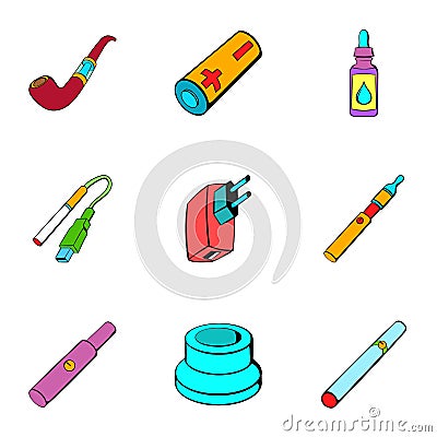 Recharge icons set, cartoon style Vector Illustration